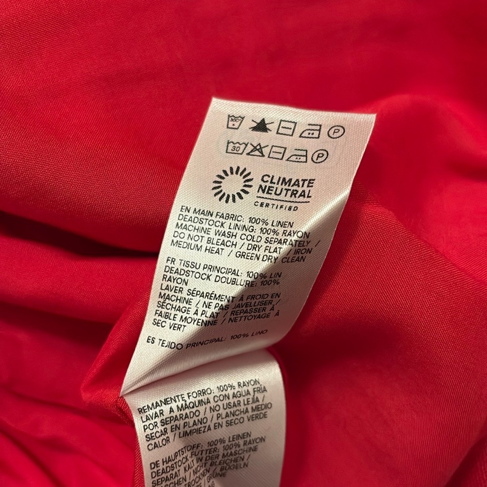 NEW Reformation Katarin Linen Midi Dress Lipstick Red Lace Detail | US 4 UK 8 - Picture 11 of 17